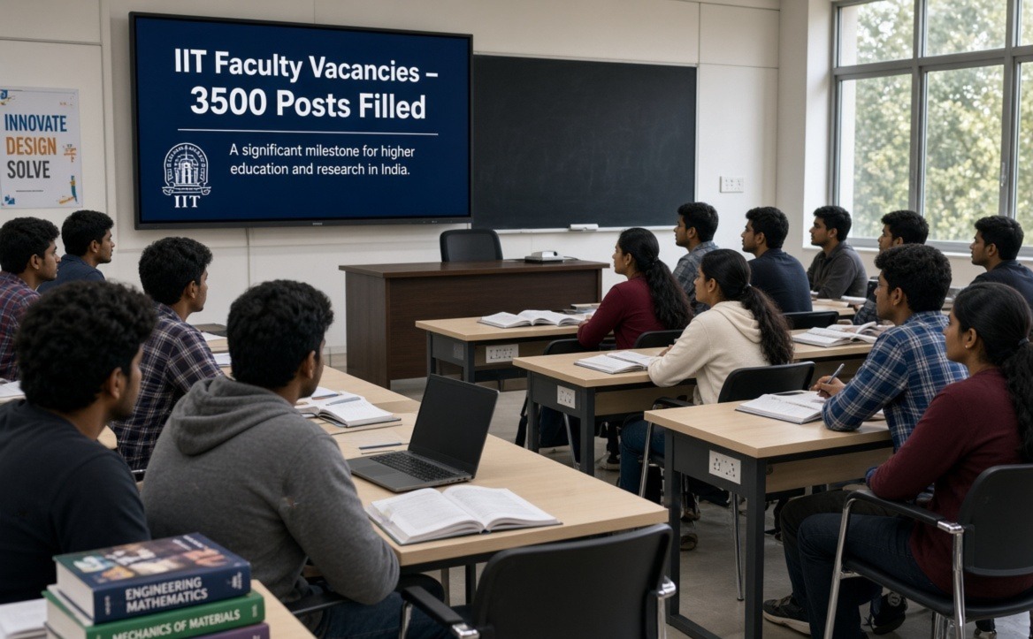 IIT faculty student ratio classroom with 3500 posts filled announcement screen